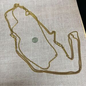 VTG Gold Long Layered Bit Chain Necklace‎